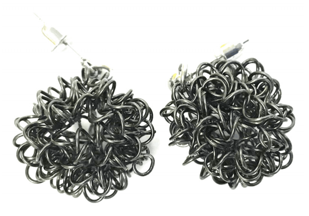 Sandrine Giraud Flocon HEMATITE PomPom Earrings - Robin Boutique-Boutique 