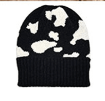 COW PRINT KNIT SUPER SOFT CUFF BEANIE-WCB120071 - Robin Boutique-Boutique 