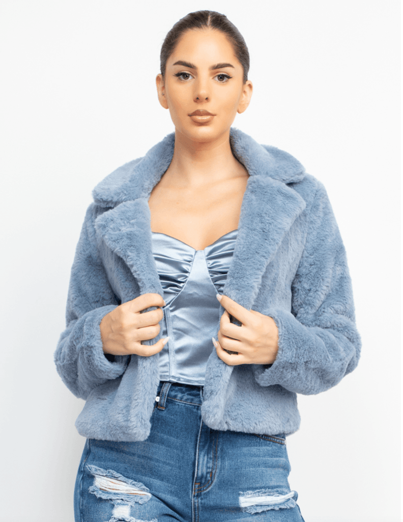 Cropped Faux Fur Jacket HMJ20702 - Robin Boutique-Boutique 