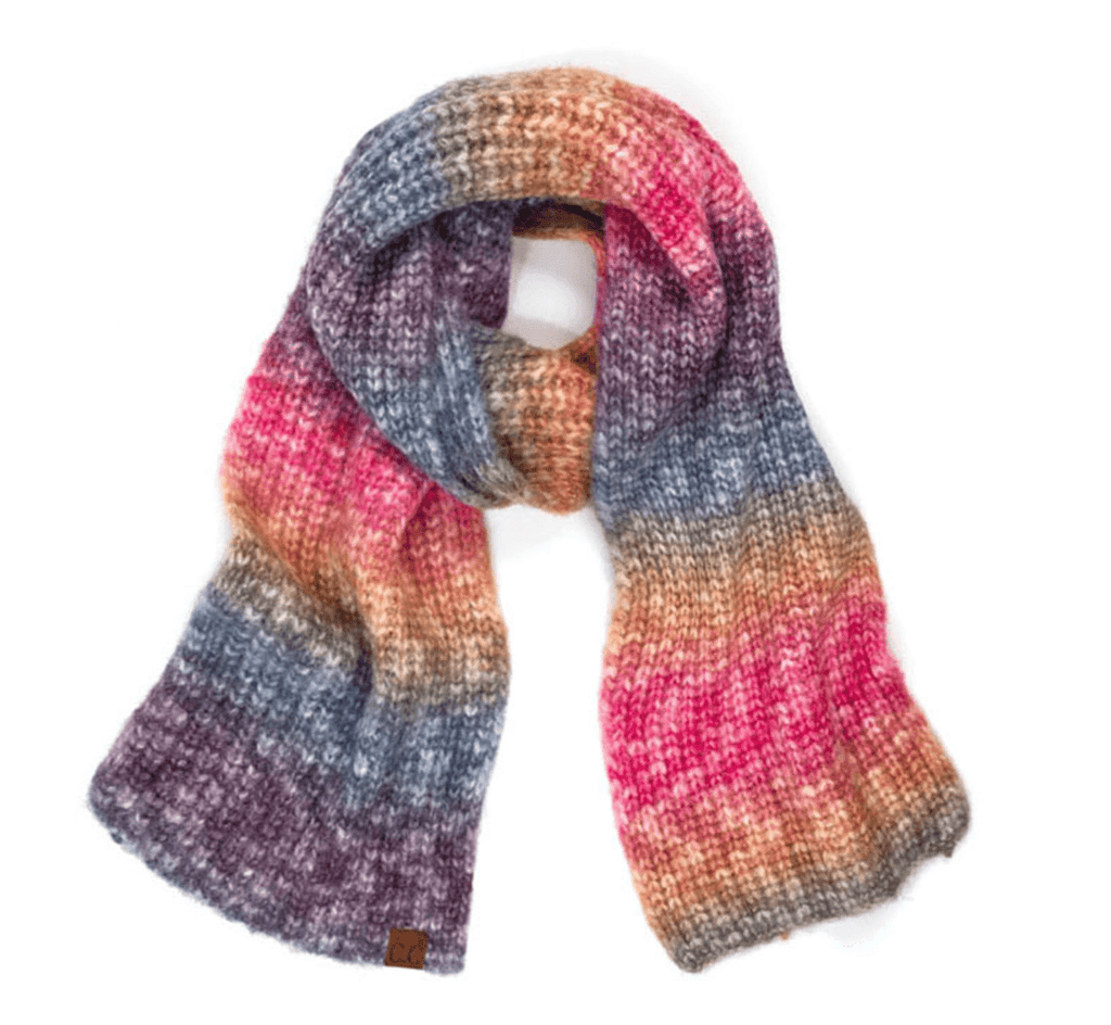 C.C MULTICOLOR RIB KNIT SCARF-SF-2077 - Robin Boutique-Boutique 