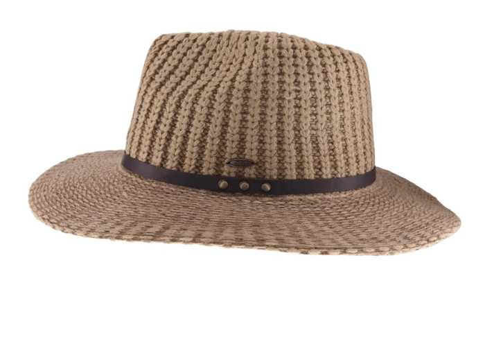 Knit Fedora Hat with Leather Band KP016 - Robin Boutique-Boutique 