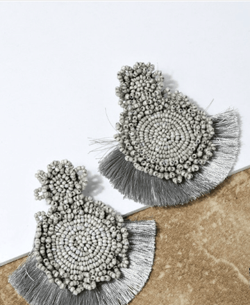 Beaded Fringe Post Earrings 22847 - Robin Boutique-Boutique 