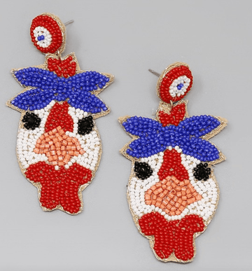 Beaded Chicken Head Earrings - Robin Boutique-Boutique 