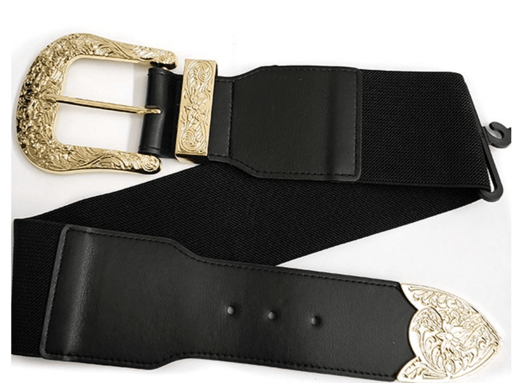 Western Wide Elastic Belt with silver buckle and 75000 - Robin Boutique-Boutique 