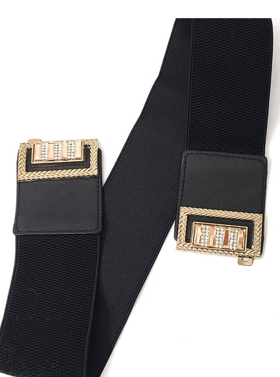 Gold and Rhinestone Elastic Belt 6121 - Robin Boutique-Boutique 