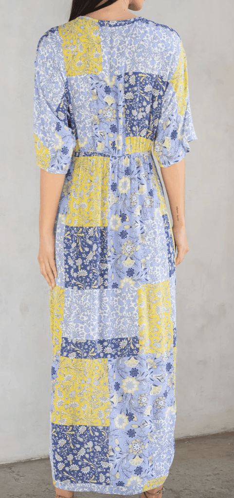 LS 72105W - RUL Front Knot Kimono Sleeve Midi Dress - Robin Boutique-Boutique 