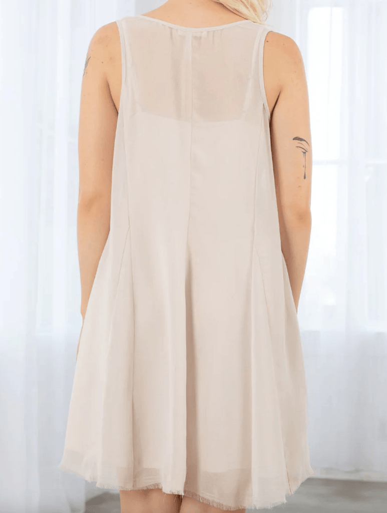 LS 72359WL Sheer Chiffon Sleeveless Tank Mini Dress - Robin Boutique-Boutique 