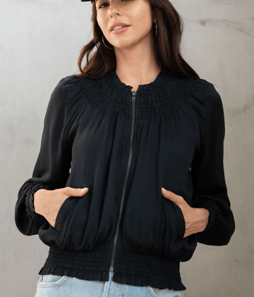 LS 20105WL Embroidered Bomber Jacket - Robin Boutique-Boutique 