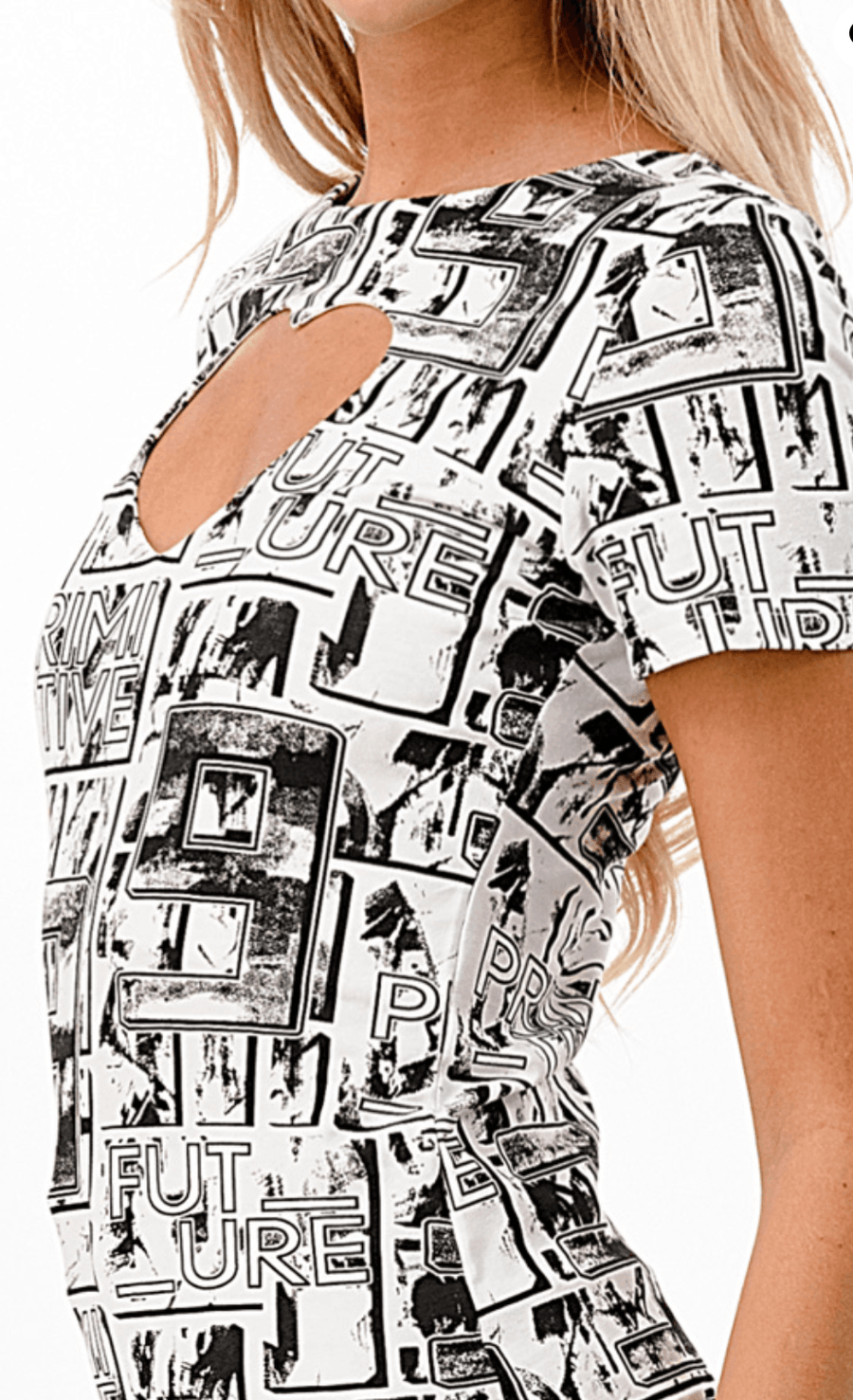 Lizette Blouse LC3568 Newsprint Black White - Robin Boutique-Boutique 