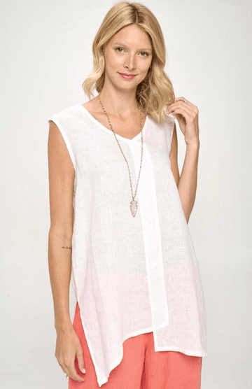 Focus Linen Sleeveless Tunic Top L604 - Robin Boutique-Boutique 