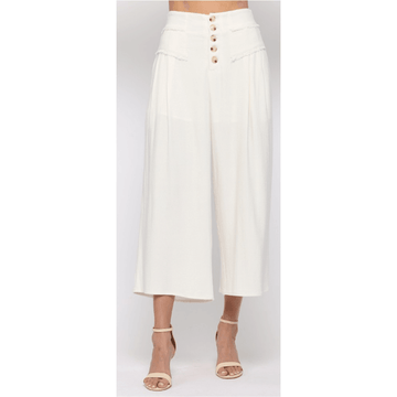 Culottes Pants in Ivory & Pastel Yellow by Fate - Robin Boutique-Boutique 