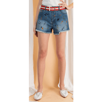 EASEL Paint Splattered Denim Shorts EB40974 - Robin Boutique-Boutique 