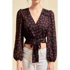 Long Sleeve Floral Top - Robin Boutique-Boutique 