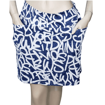 Denim Print Skort with Waistband - Robin Boutique-Boutique 