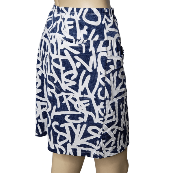 Denim Print Skort with Waistband - Robin Boutique-Boutique 