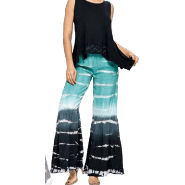 Tye-Dye Green and Black Palazzo Pants 22159 - Robin Boutique-Boutique 