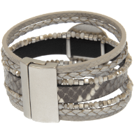 Gray Leather Silver Disc Bracelet - Robin Boutique-Boutique 