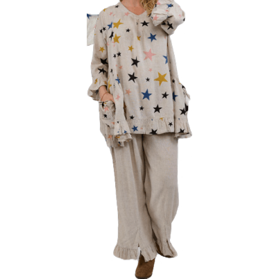 Natural Tunic with Multi Stars - Robin Boutique-Boutique 