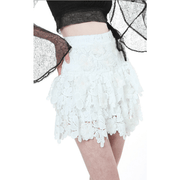 White Pearl, Lace and Embroidered Mini Skirt by Beulah - Robin Boutique-Boutique 