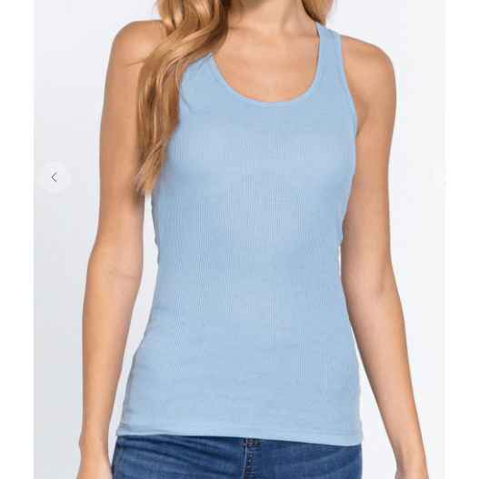 Rib Knit Tank Top with Racerback - Robin Boutique-Boutique 