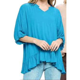 Short Sleeve Ruffle Blouse - Robin Boutique-Boutique 