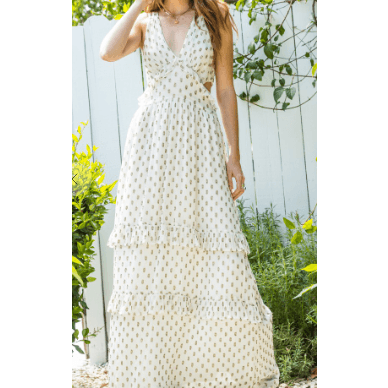 PT Polka Dot Maxi Dress with Side Cuts - Robin Boutique-Boutique 