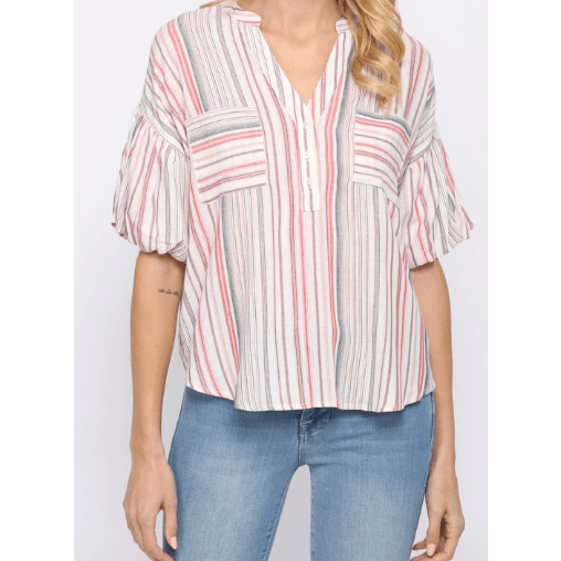 Stripe Shirt in Pink & Multi Color - Robin Boutique-Boutique 