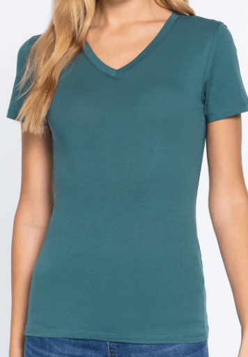 Short Sleeve V-Neck Jersey Top - Robin Boutique-Boutique 