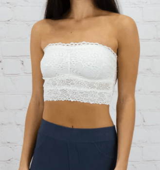 White Floral Strapless Lace Bandeau - Robin Boutique-Boutique 