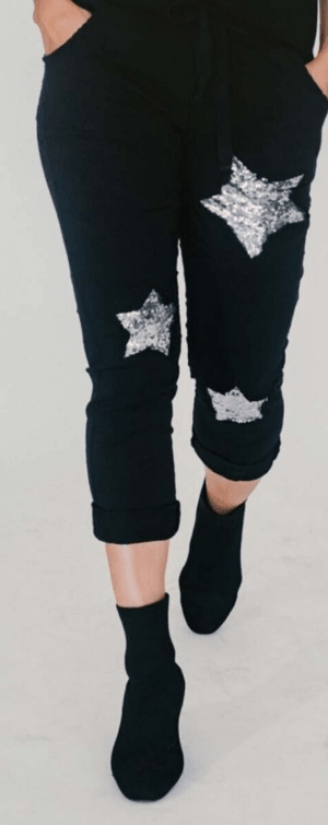 Sequined Star Pants One Size - Robin Boutique-Boutique 