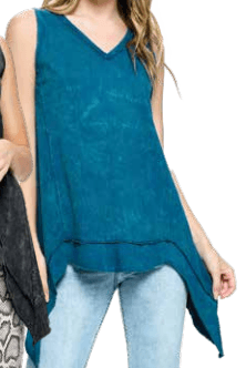 Teal Vintage Dyed Tank Top - Robin Boutique-Boutique 