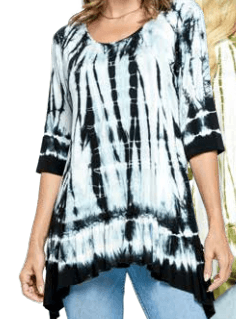 Long Sleeve Tunic Tie-Dye Ruffle Hem Top - Robin Boutique-Boutique 