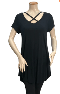 Criss-Cross Short Sleeve Tunic Top - Robin Boutique-Boutique 