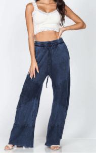 Wide Leg Lounge Pants with Contrast Panels - Robin Boutique-Boutique 