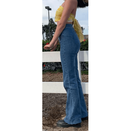 Stretch Denim Bell Botton With Stitch Detail Jeans - Robin Boutique-Boutique 