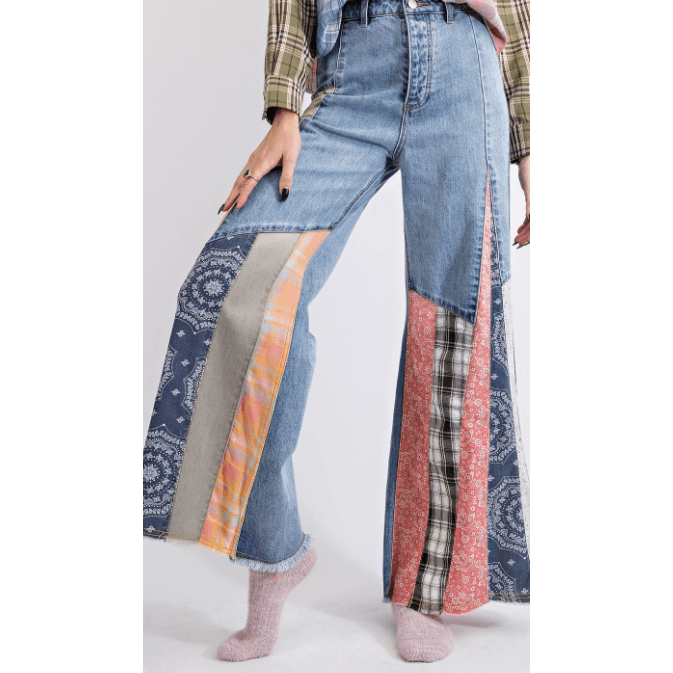 Easel Bell Bottom Denim Pants - Robin Boutique-Boutique 