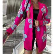 Long Sleeve Cardigan Happy Face Flower Sweater