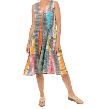 Colorful Tye-dye Sleeveless Dress by Tulip - Robin Boutique-Boutique 