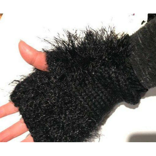 Hand knit text-ure fingerless gloves loaded with textures in black - Robin Boutique-Boutique    &.  Reloved Fabrics