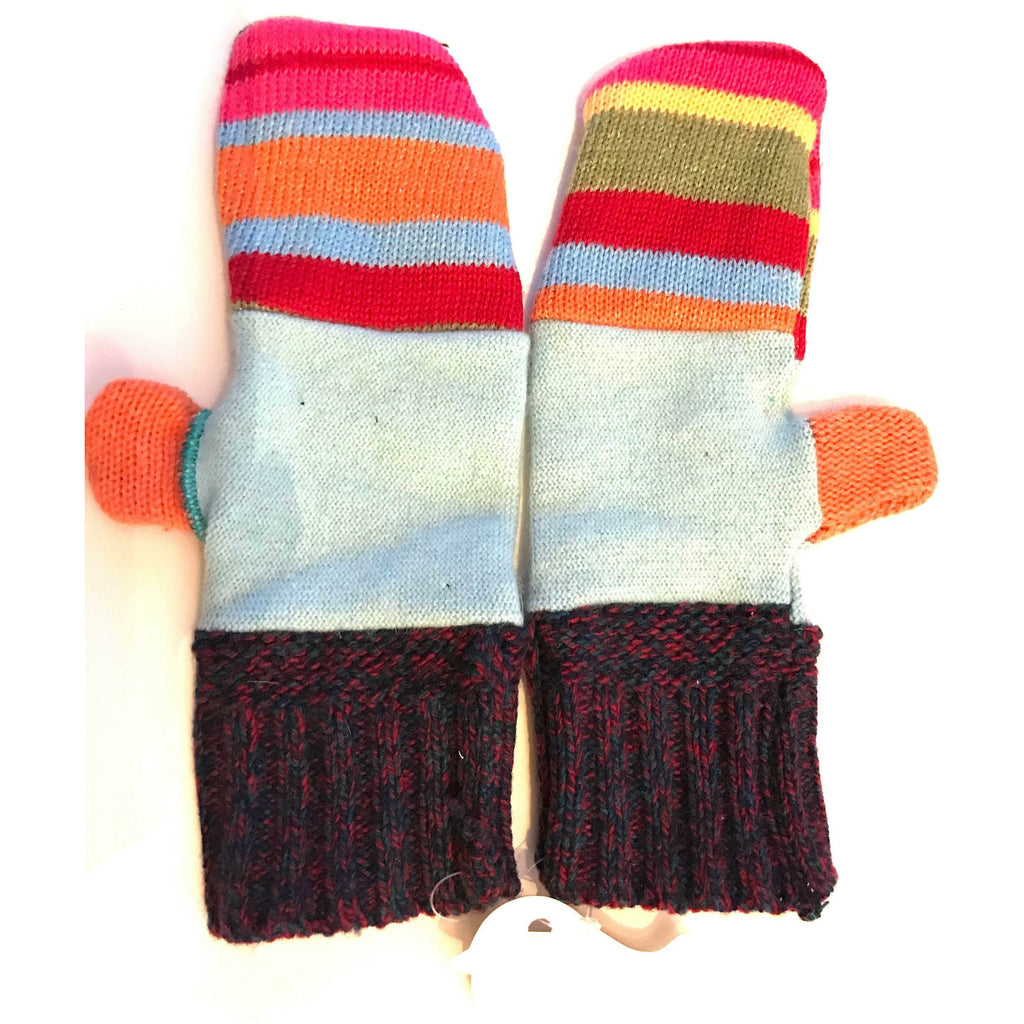 New and Upcycled Recycled Lined sweater mitten gloves in multi colors. Warm for winter. - Robin Boutique-Boutique    &.  Reloved Fabrics