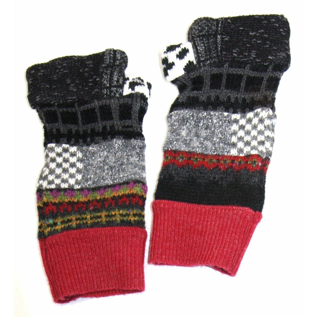 Recycled sweater fingerless gloves reversible. For fun, school, texting, cashiers, elderly, wrists, fingers free. - Robin Boutique-Boutique 