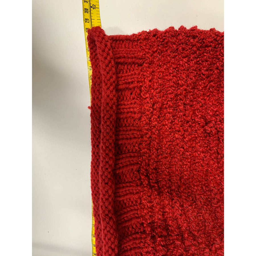 Hand knit red slouchie hat with many textures and fun tail. Vegan = no wool. Freee shipping - Robin Boutique-Boutique    &.  Reloved Fabrics