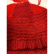 Hand knit red slouchie hat with many textures and fun tail. Vegan = no wool. Freee shipping - Robin Boutique-Boutique    &.  Reloved Fabrics