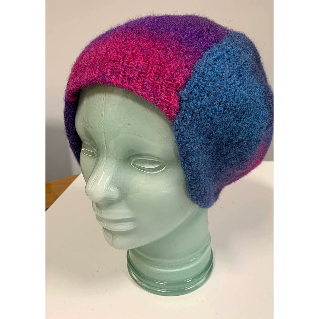 Felted hand knit lambs wool bomber style hat in muti colors. Major warmth. Perfect walking hat. Free shipping - Robin Boutique-Boutique    &.  Reloved Fabrics