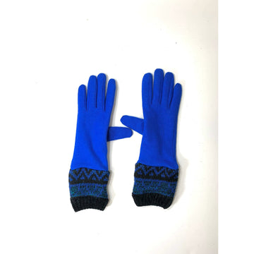 Fully lined blue wool gloves in soft stretch wool and recycled sweater cuffs. Free shipping. - Robin Boutique-Boutique    &.  Reloved Fabrics