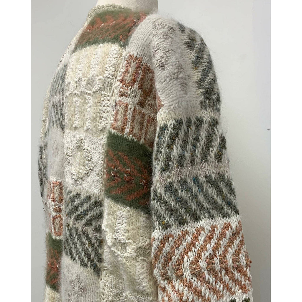 1980 Anny Blatt designed hand knit. The yarns are all French and Italian. Wool, Angora, Cotton, Linen and Mohair. Size M - Robin Boutique-Boutique    &.  Reloved Fabrics