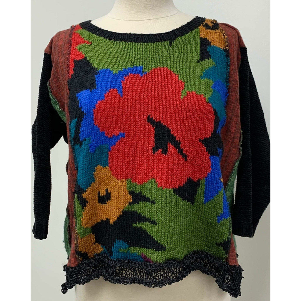 Fun cute Knit pullover swing crop style tunic jumper sweater in jewel tones. Size free. See measurements. No wool. - Robin Boutique-Boutique    &.  Reloved Fabrics