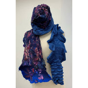 Blue hand-felt lined winter warm blue hat with hand-knit brim. Free Ship USA. - Robin Boutique-Boutique    &.  Reloved Fabrics