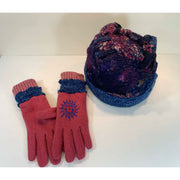 Blue hand-felt lined winter warm blue hat with hand-knit brim. Free Ship USA. - Robin Boutique-Boutique    &.  Reloved Fabrics