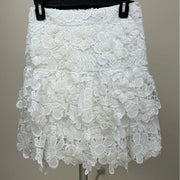 White Pearl, Lace and Embroidered Mini Skirt by Beulah - Robin Boutique-Boutique 
